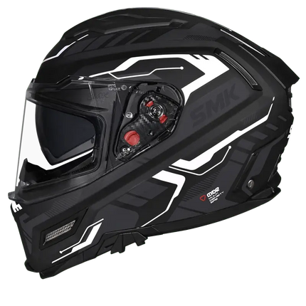 SMK Agnar Tektron Full Face Dual Visor Helmet,MA261 (Glossy Grey White) With ECE 22.06 & ISI DOT certification - Riders India