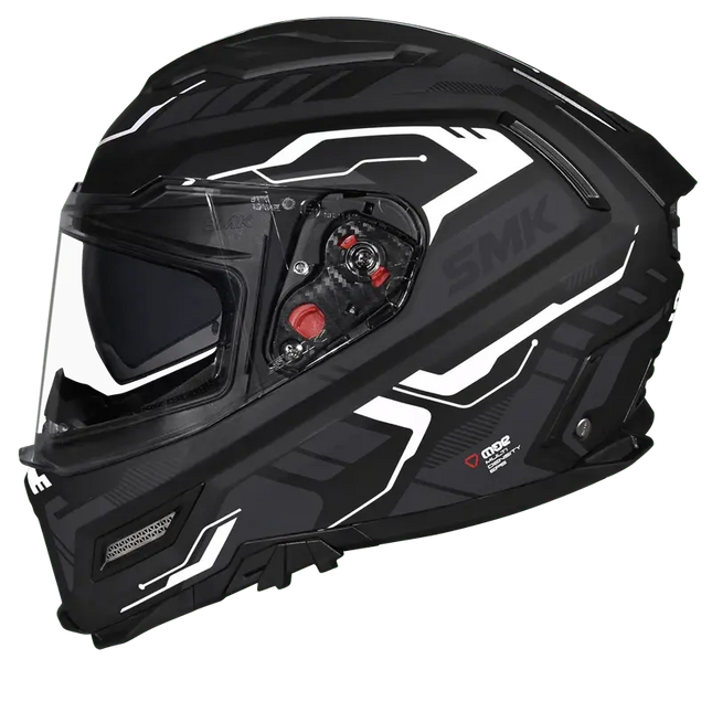 SMK Agnar Tektron Full Face Dual Visor Helmet,MA261 (Glossy Grey White) With ECE 22.06 & ISI DOT certification - Riders India