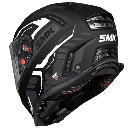 SMK Agnar Tektron Full Face Dual Visor Helmet,MA261 (Glossy Grey White) With ECE 22.06 & ISI DOT certification - Riders India