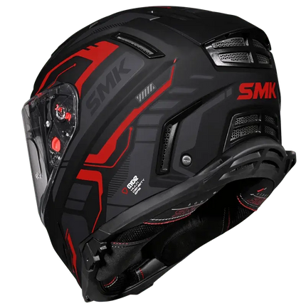 SMK Agnar Tektron Full Face Dual Visor Helmet,MA263 (Matt Grey Red) With ECE 22.06 & ISI DOT certification. - Riders India