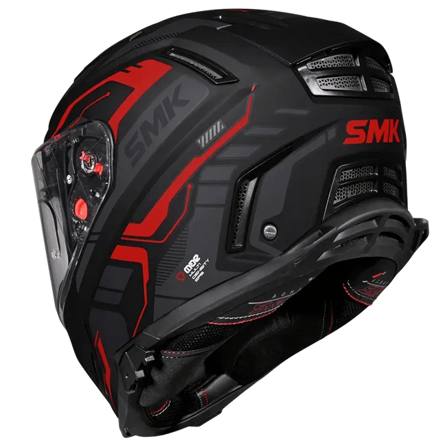 SMK Agnar Tektron Full Face Dual Visor Helmet,MA263 (Matt Grey Red) With ECE 22.06 & ISI DOT certification. - Riders India
