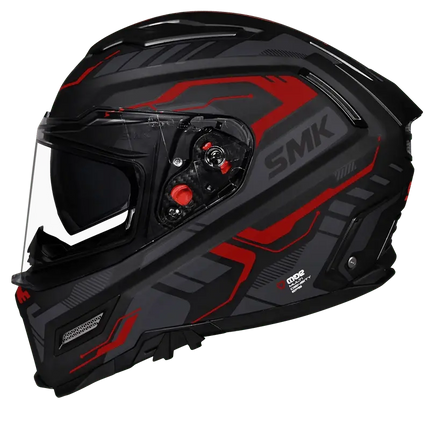 SMK Agnar Tektron Full Face Dual Visor Helmet,MA263 (Matt Grey Red) With ECE 22.06 & ISI DOT certification. - Riders India