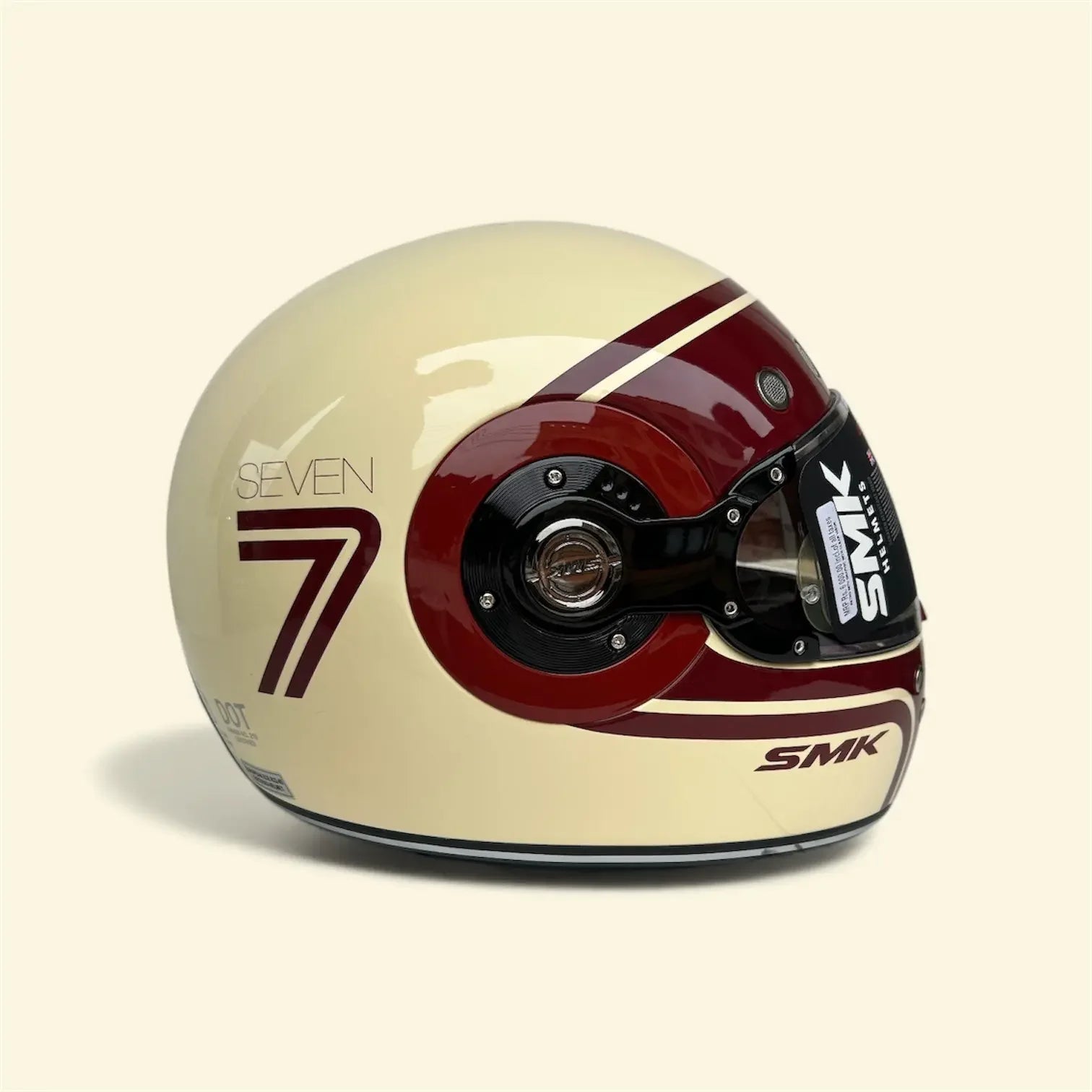SMK Retro 7 Full Face Helmet (GL130) Glossy White Red SMK Retro 7 Full Face Helmet (GL130) Glossy White Red