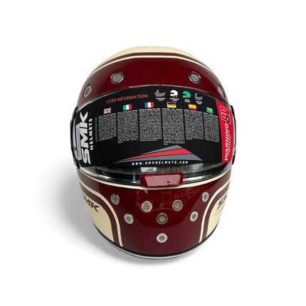 SMK Retro 7 Full Face Helmet – GL130 (Glossy White Red) - Riders India