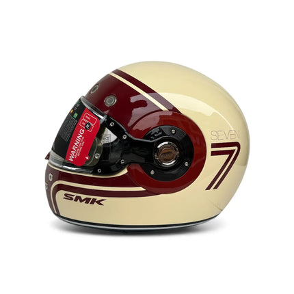 SMK Retro 7 Full Face Helmet – GL130 (Glossy White Red) - Riders India