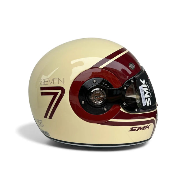 SMK Retro 7 Full Face Helmet – GL130 (Glossy White Red) - Riders India