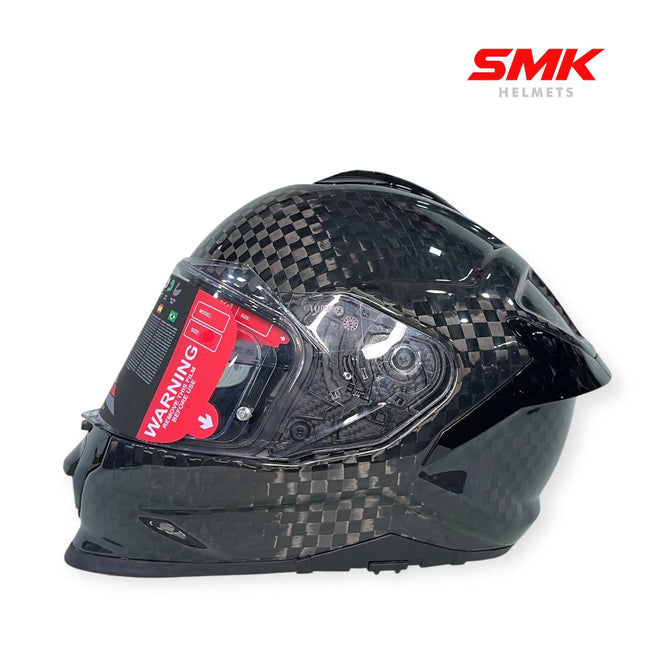 SMK Titan Carbon Full Face Dual Visor Helmet – Glossy Black (GLCA 200), ECE 22.06 Certified - Riders India