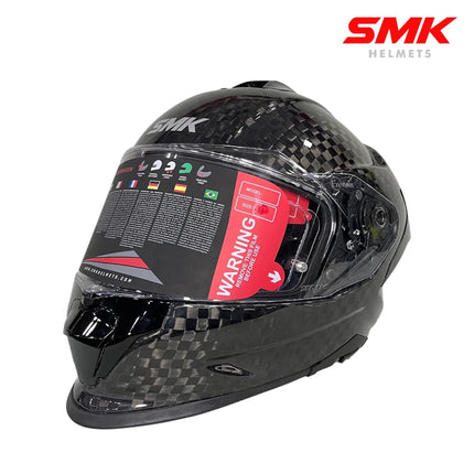 SMK Titan Carbon Full Face Dual Visor Helmet – Glossy Black (GLCA 200), ECE 22.06 Certified - Riders India