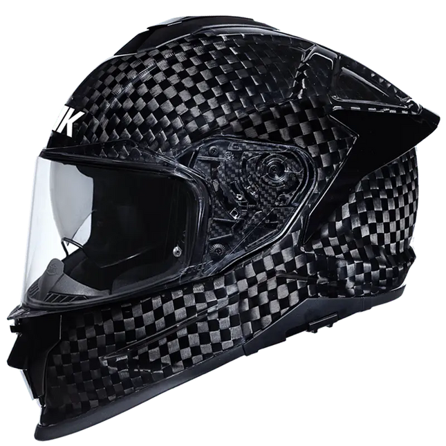 SMK Titan Carbon Full Face Dual Visor Helmet – Glossy Black (GLCA 200), ECE 22.06 Certified - Riders India
