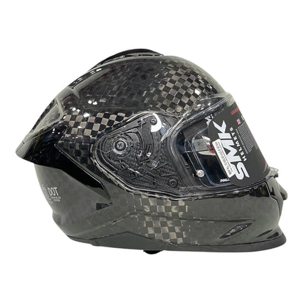 SMK Titan Carbon Full Face Dual Visor Helmet – Glossy Black (GLCA 200), ECE 22.06 Certified - Riders India