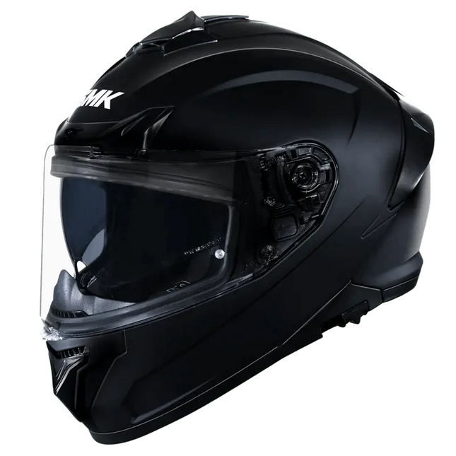 SMK Typhoon Full Face Dual Visor Helmet, Glossy Black (GL200,) ISI DOT ECE 22.06 Certified - Riders India