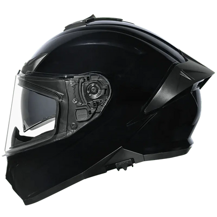 SMK Typhoon Full Face Dual Visor Helmet, Glossy Black (GL200,) ISI DOT ECE 22.06 Certified - Riders India
