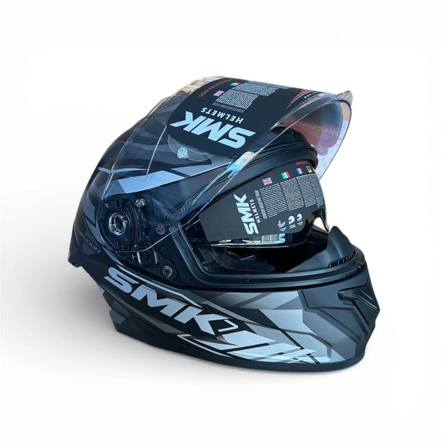 SMK Typhoon Rival Dual Visor Helmet - MA266(Matt Black Grey) - Riders India