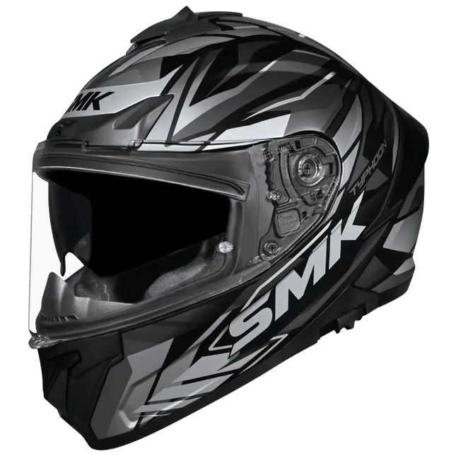SMK Typhoon Rival Dual Visor Helmet - MA266(Matt Black Grey) - Riders India