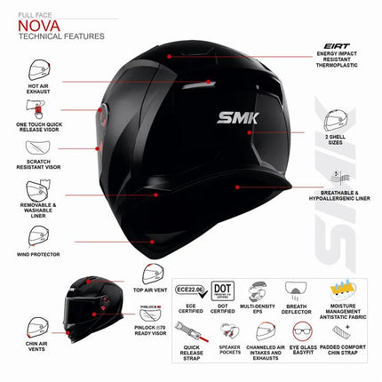 SMK NOVA TRACK FULL FACE HELMET - specifications