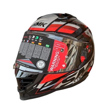SMK NOVA TRACK GL263 FULL FACE HELMET - Glossy Grey red cross view