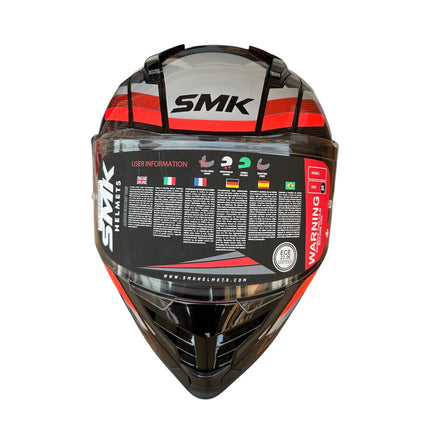 SMK NOVA TRACK GL263 FULL FACE HELMET - Glossy Grey red front vies