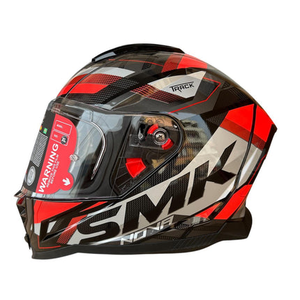 SMK NOVA TRACK GL263 FULL FACE HELMET - Glossy Grey red side view