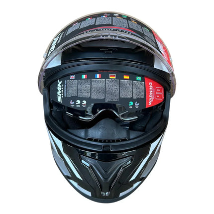 SMK Typhoon RD1 Glossy Grey White Helmet Front View